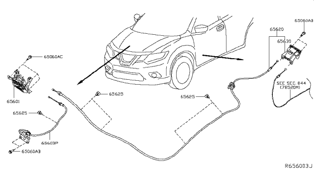 2015 Nissan Rogue  Crank-Bell, Hood Lock Diagram for 656034CL0A