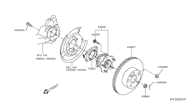 2015 Nissan Rogue  Rotor Brake Diagram for 432063NF0A