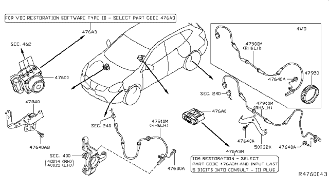 2017 Nissan Rogue  Type-1D, Id No For VDC Configuration Diagram for 476605HK2A