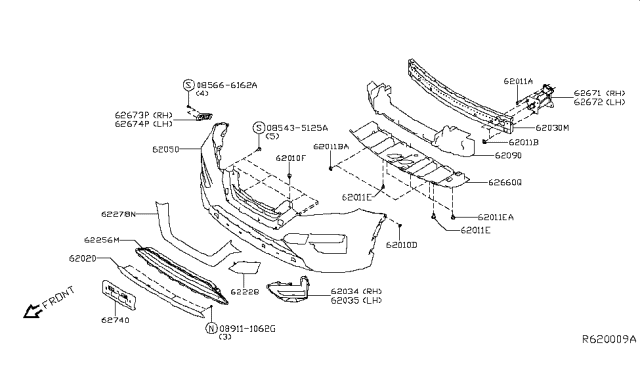 2017 Nissan Rogue  Bracket-Licence Plate Diagram for 962105HA0A