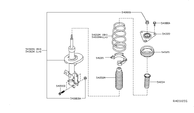 2014 Nissan Rogue  Front Spring Seat-Rubber Right Diagram for 540344BA0A