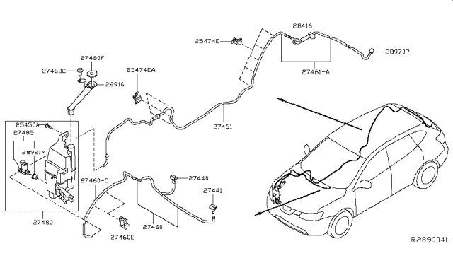 2015 Nissan Rogue Pump Assy-Front Washer Diagram for 289205HA0A