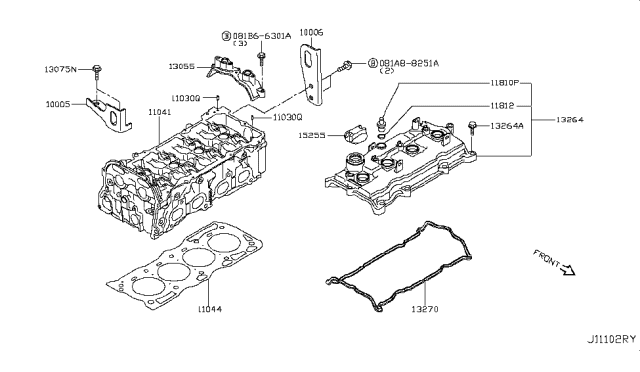 2017 Nissan Rogue Bolt Diagram for 13075JG30B