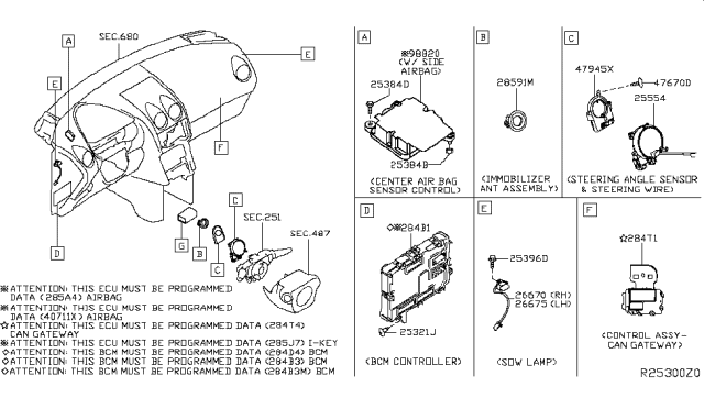 2019 Nissan Rogue  Steering Wire Assembly Diagram for 255545HK0C
