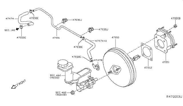2014 Nissan Rogue Spacer-Brake Booster Diagram for 472114CU0A