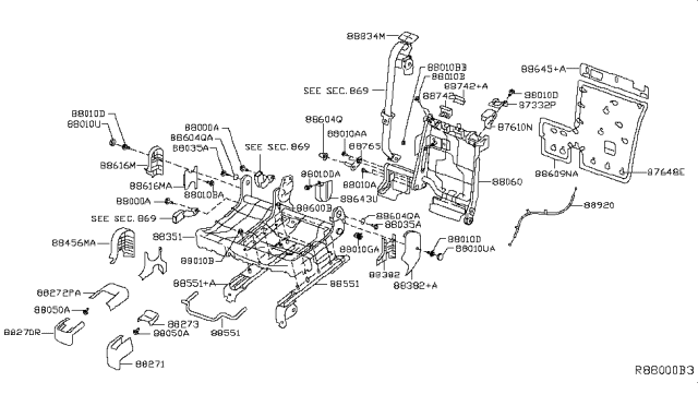 2018 Nissan Rogue Cover-Reclining Device, Inner LH Diagram for 884564CP1B