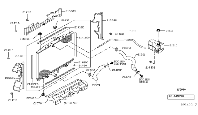 2016 Nissan Rogue Mounting Rubber-Radiator, Lower Diagram for 215078J000