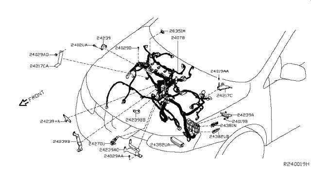 2017 Nissan Rogue  Bracket-Harness Clip Diagram for 242393TS0B