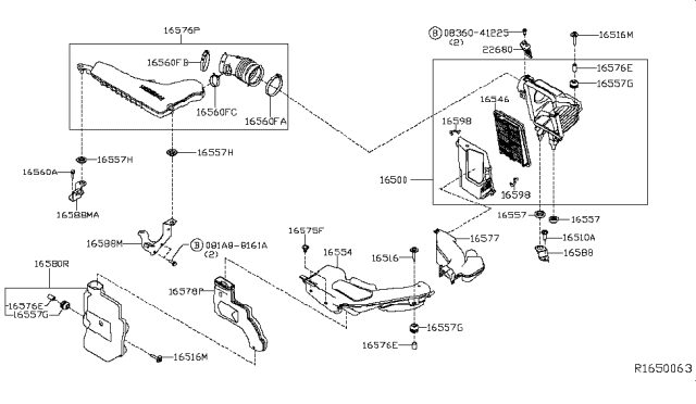 2015 Nissan Rogue  Hose-Air Duct Diagram for 165784CL0A