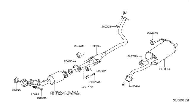 2016 Nissan Versa  Mounting-Exhaust, Rubber Diagram for 206511HH2A