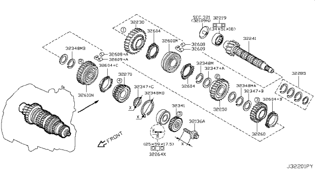 2012 Nissan Versa Gear Assembly 2ND Diagram for 3225100QAN