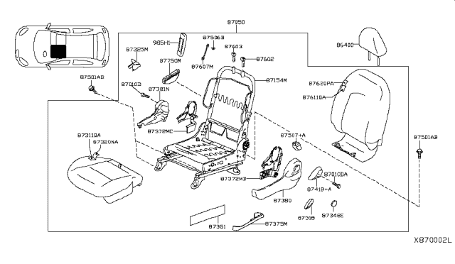2018 Nissan Versa FINISHER Cushion Front Seat LH Lower Diagram for 873759KN2A