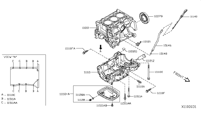 2012 Nissan Versa  Block Assy-Cylinder Diagram for 110003AB0A