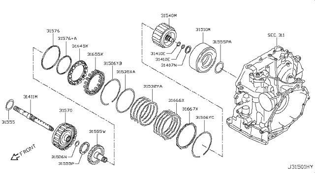 2012 Nissan Versa Washer-Thrust Diagram for 3150831X10
