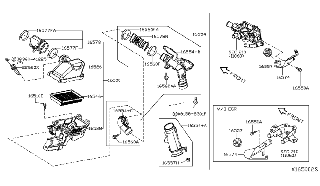 2019 Nissan Versa  Duct-Air Diagram for 165761HK0A