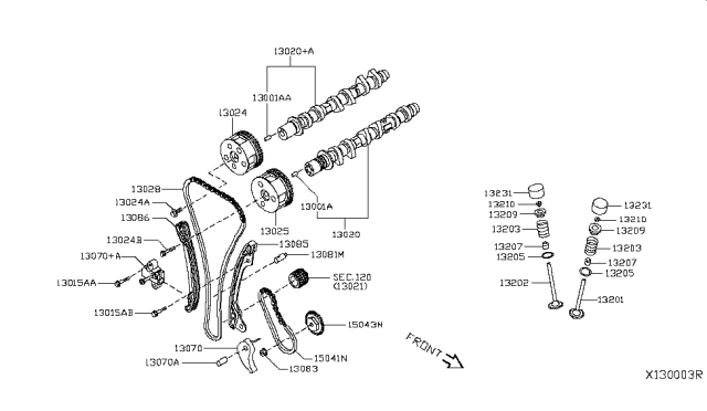 2019 Nissan Versa  Chain-CAMSHAFT Diagram for 130283HC1A