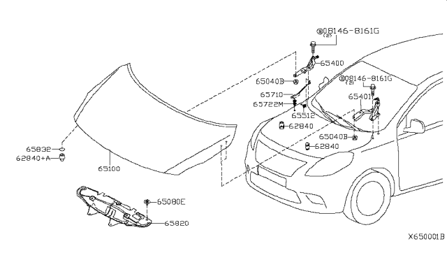 2016 Nissan Versa  Bumper-Hood Diagram for 658221HL0A