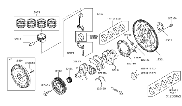 2018 Nissan Versa Rod Complete-Connecting Diagram for 121005RB0A
