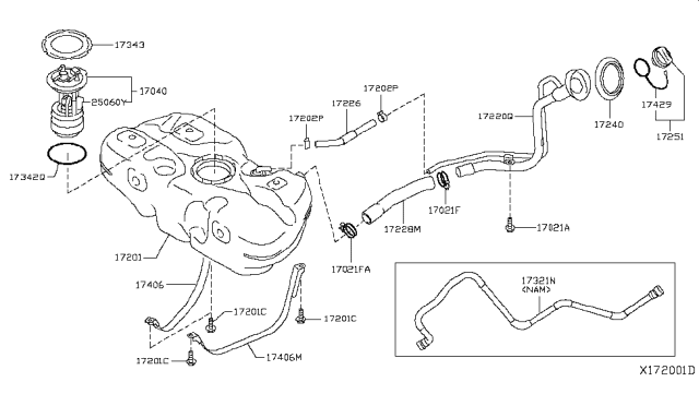 2016 Nissan Versa  Tube Assy-Filler Diagram for 172203AN0A