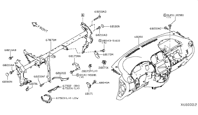 2014 Nissan Versa  Protector Assy-Knee, LH Diagram for 675013BA0A