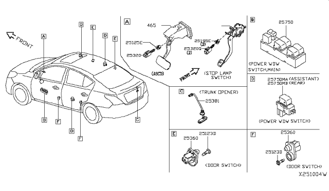 2017 Nissan Versa  Switch Assy-Trunk Opener Diagram for 253809W50A