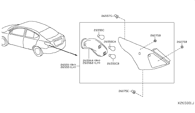 2017 Nissan Versa  Bulb Diagram for 262728992C