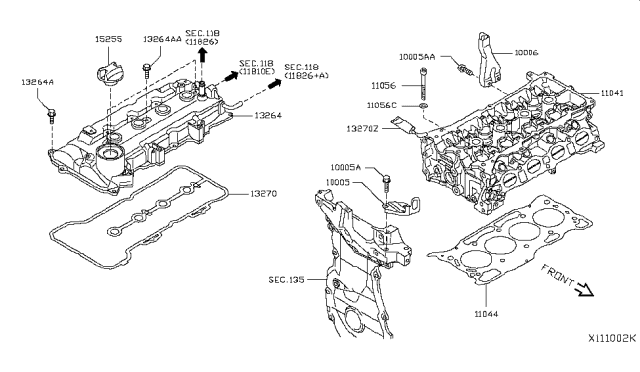2015 Nissan Versa Bolt-R/COVER Diagram for 01125E6121