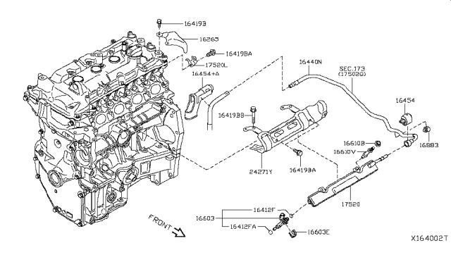 2015 Nissan Versa Injector Assy-Fuel Diagram for 166001KT0A