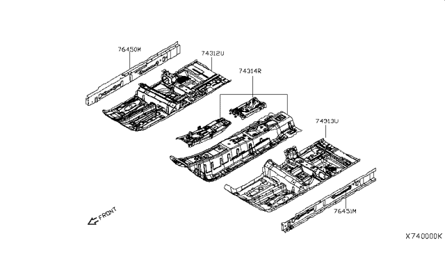 2012 Nissan Versa  Floor-Front, LH Diagram for G43213ANMA
