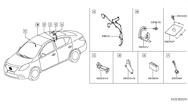 2019 Nissan Versa Microphone Unit-Telephone Diagram for 283365AA0A