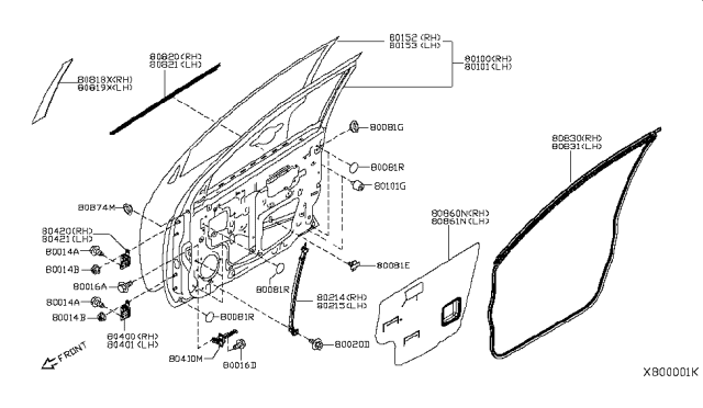 2015 Nissan Versa  SASH Front Door RH Diagram for 802143AW0A
