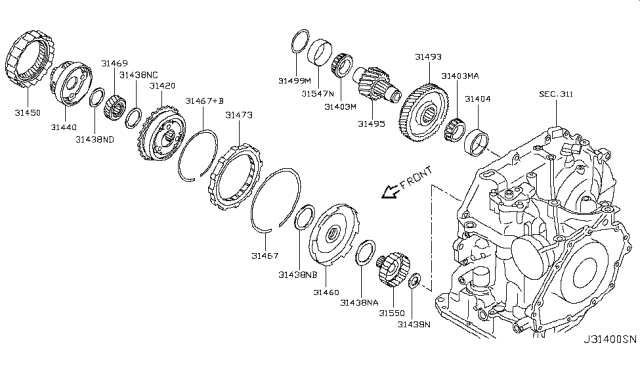 2013 Nissan Versa Bearing-Needle, Thrust Diagram for 314073MX0A