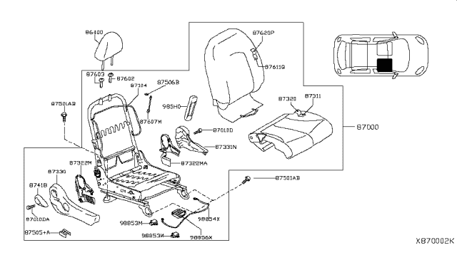 2019 Nissan Versa Harness-OCCUPANT Diagram for 988549KN1A