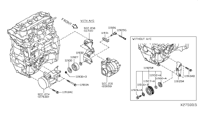 2015 Nissan Versa  Cover-Idler Pulley Diagram for 119291CA0A