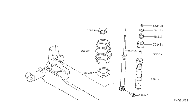 2012 Nissan Versa  Rear Spring Seat-Rubber Lower Diagram for 550321HJ0A