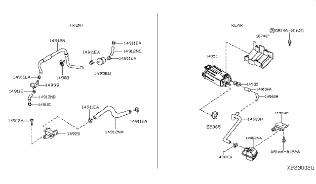 2017 Nissan Versa  Bracket-Evaporation Filter Diagram for 149533AB0A