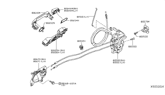 2015 Nissan Versa Door Inside Handle Assembly, Left Diagram for 806711HL0A
