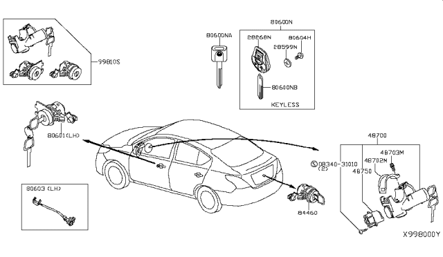 2014 Nissan Versa Key-Blank, Master Diagram for H05611HH4A