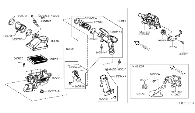 2013 Nissan Versa  Clamp-Hose Diagram for 164391HK0A