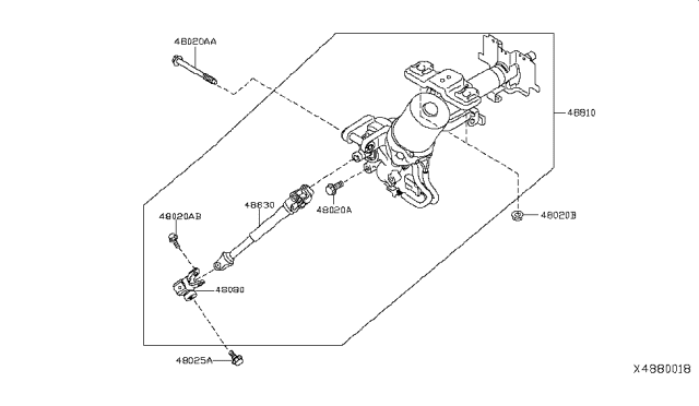 2014 Nissan Versa  Column-Steering Tilt Diagram for 488103AN0A