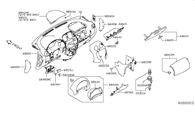 2013 Nissan Versa  Mask-Instrument, RH Diagram for 684981HK0A