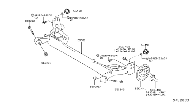 2018 Nissan Versa  Nut Diagram for 545881HJ0A