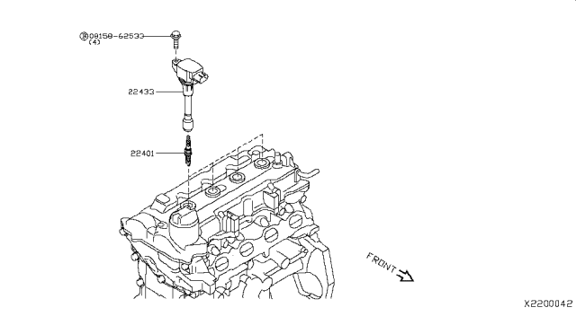 2018 Nissan Versa  Spark Plug Diagram for 224011HC1B