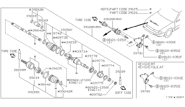 1993 Nissan Stanza  CIRCLIP - Drive Shaft Diagram for 392342B100
