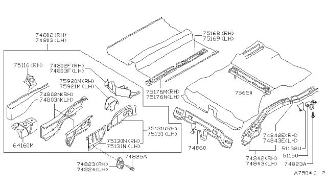 1996 Nissan Stanza Plate-Closing, Front Side Member RH Diagram for 751301E430