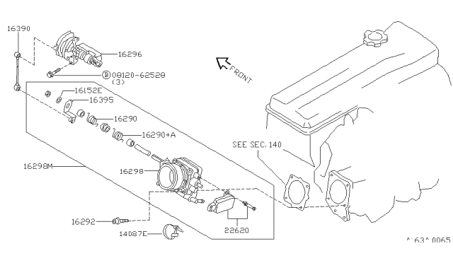 1996 Nissan Stanza Throttle Body Diagram for 161181E410