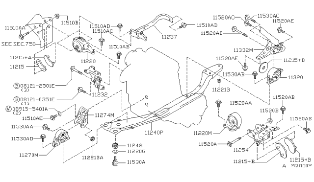 1996 Nissan Stanza  Engine Mounting Insulator, Front Diagram for 112105B610