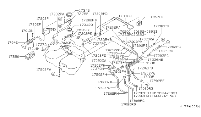 1997 Nissan Altima  Tube-Fuel Tank, Return Diagram for 172734B000