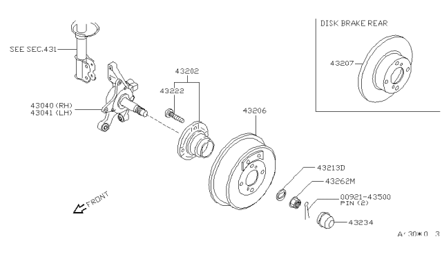 1997 Nissan Altima  Hub Assembly Rear Diagram for 432001E401