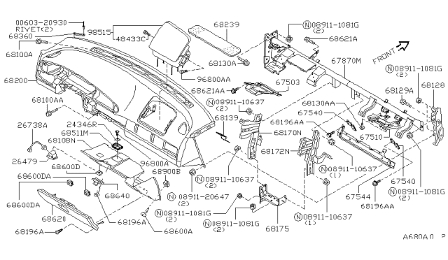 1995 Nissan Stanza Bolt Diagram for 0114100411